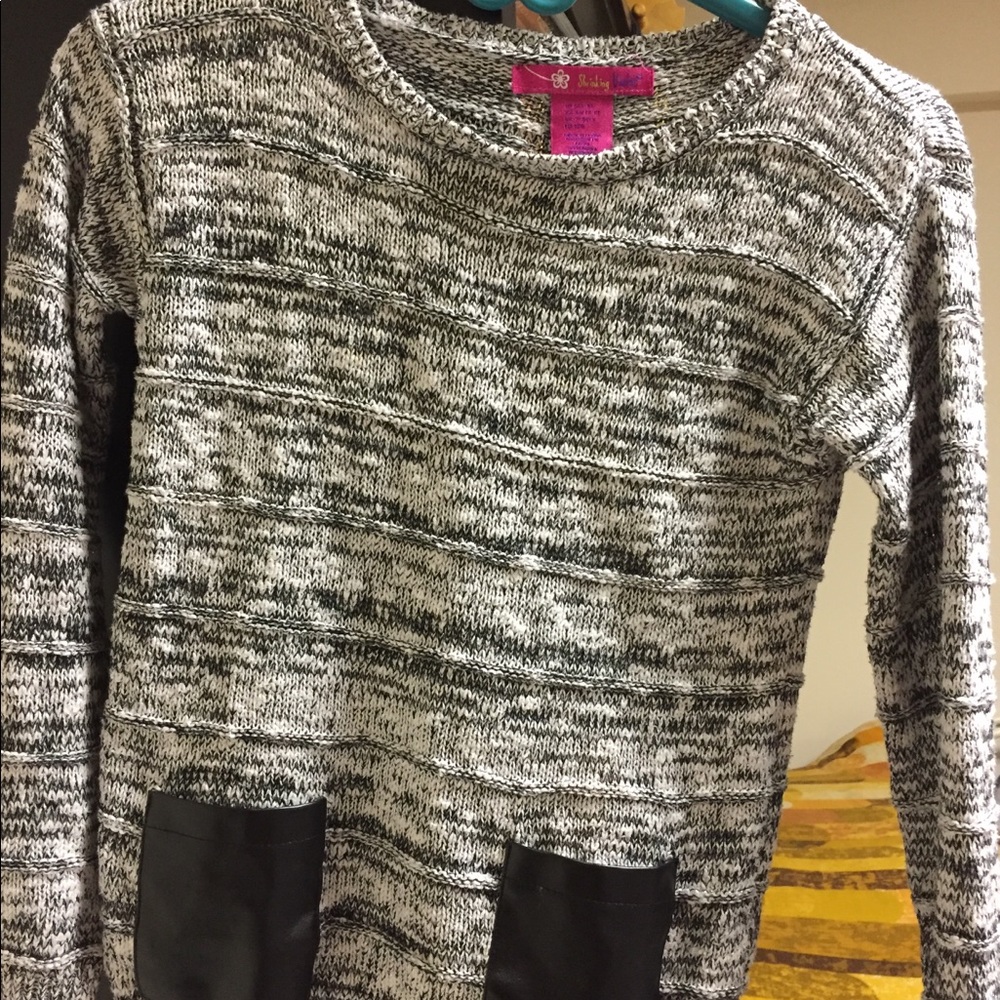 Sweater, fancy with leather pockets